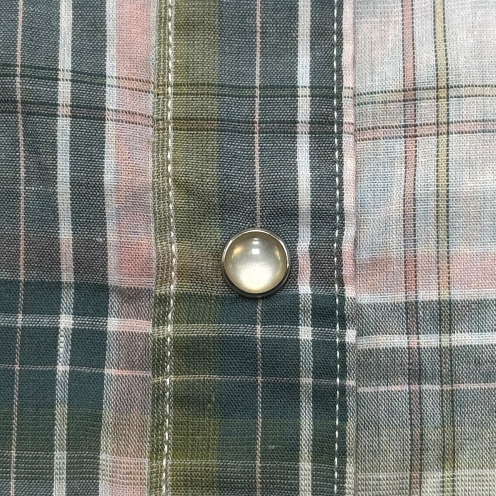 Wrangler Wrancher Shirt Women's Medium Green Plaid Pearl Snap Sleeveless Classic - Picture 3 of 7